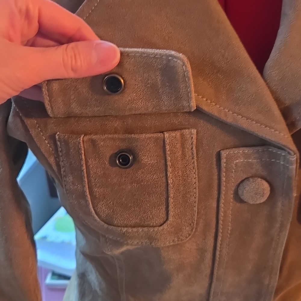 Vintage Y2K Tan Suede Button-Front Coat - Picture 5 of 16